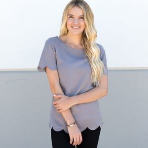 Women's NWT Scalloped Edge top. Hand wash, 100% Rayon